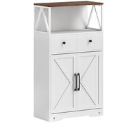 HOMCOM Aparador de Salón Armario Multiusos con Estantes Cajones Puertas Granero Aparador para Cocina Dormitorio 60x31x108 cm Blanco