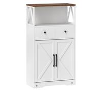 HOMCOM Aparador de Salón Armario Multiusos con Estantes Cajones Puertas Granero Aparador para Cocina Dormitorio 60x31x108 cm Blanco