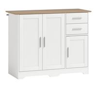 HOMCOM Aparador de Salón con 2 Cajones Armario de Cocina con Estante Ajustable 100x40x78 cm Blanco y Natural