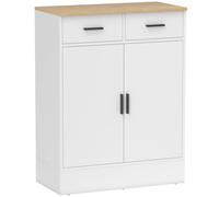 HOMCOM Aparador de Salón con 2 Puertas 2 Cajones y Estantes Ajustables para Cocina Entrada Dormitorio 68,6x35x90,3 cm Blanco