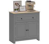 HOMCOM Aparador de salón con cajón y armario con estante ajustable en 3 niveles, aparador salón con encimera color roble, para entrada, cocina y comedor, 78,5 x 35 x 80 cm, gris
