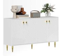 HOMCOM Aparador de salón con estantes Regulables, armarios con Puertas, aparador Moderno para salón, Cocina, Comedor, 140 x 35 x 77,5 cm, Blanco