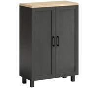 HOMCOM Aparador de Salón Estrecho de 2 Puertas Armario de Cocina con Estante Ajustable para Entrada 60x30x90 cm Negro