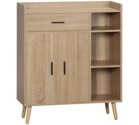 HOMCOM Aparador de Salón Moderno 2 Puertas 1 Cajón 3 Estantes 80x30x96,5 cm Diseño Elegante Almacenaje Versátil Natural Aosom España