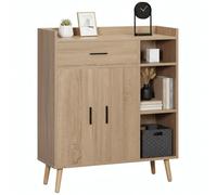 HOMCOM Aparador de Salón Moderno Mueble Auxiliar 80x30x96,5 cm Natural
