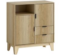 HOMCOM Aparador de salón, mueble de almacenaje, 2 puertas, 2 cajones, estante regulable, compartimento abierto, 80x40x90 cm, madera natural Aosom España