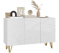 HOMCOM Aparador Entrada Mueble Lateral Grande con Almacenamiento Moderno 3 Puertas Estantes Ajustables 120x40x75cm Blanco Brillante Aosom España