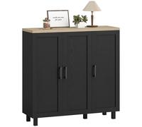 HOMCOM Aparador Estrecho de 3 Puertas, Aparador de Salón con Estantes Ajustables, para Cocina, Entrada, Comedor, Dormitorio, Negro, 90x30x90 cm