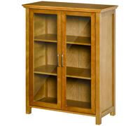 HOMCOM Aparador Madera con Puertas de Vidrio y Estantes Ajustables Estilo Retro para Baño Cocina Comedor 66x31,8x86,8 cm Nogal Aosom España