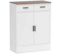HOMCOM Aparador Moderno 2 Cajones y Armario de 2 Puertas, Estante Interior Regulable, Blanco y Madera Aosom España