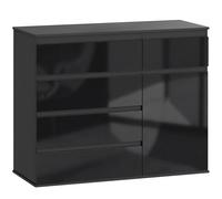 HOMCOM Aparador moderno, aparador de almacenamiento con 5 cajones, balda ajustable, puerta con cierre suave, negro alto brillo