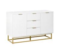 Homcom aparador moderno aparador para salón con 3 cajones 2 puertas y estante ajustable mueble auxiliar para salón cocina antivuelco 120x40x76 cm blanco