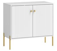 HOMCOM Aparador Moderno con 2 Puertas Estantes Ajustables Encimera con Efecto Mármol Patas de Acero Blanco 80x39,1x76 cm