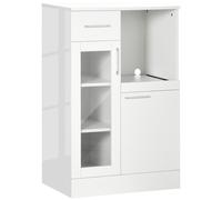 HOMCOM Aparador moderno con armarios y cajón en madera y vidrio, 60x40x95cm, Blanco Aosom España