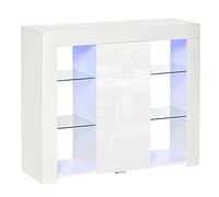 HOMCOM Aparador Moderno con Luces LED Mueble Buffet 97x35x83 cm Blanco