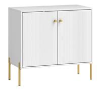 HOMCOM Aparador Moderno de 2 Puertas, Aparador de Salón con Estantes Ajustables, Encimera con Efecto Mármol, Patas de Acero, para Cocina, Entrada, Dormitorio, Blanco, 80x39,1x76 cm