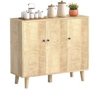 HOMCOM Aparador Moderno Vintage 3 Puertas Chevron Madera Natural