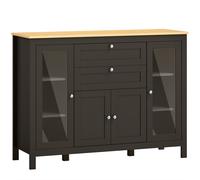 HOMCOM Aparador mueble de almacenamiento 1 armario doble puerta 2 armarios con puerta de cristal 2 cajones estante regulable 120x40x90cm negro Aosom España