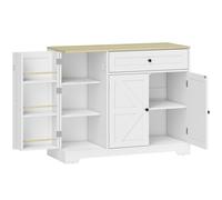 HOMCOM Aparador, mueble de cocina estilo rústico con puertas correderas, 1 cajón, 2 baldas ajustables, estantes en la puerta