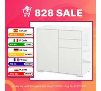 HOMCOM Aparadores Cocina Mueble Lateral Comedor 2 Puertas 2 Cajones Estante Ajustable Apertura a Presión 79x36x74 cm Blanco Brillante Aosom España