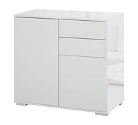 HOMCOM Aparador para Cocina con 2 Puertas 2 Cajones Marco de Blanco Brillante Estante Ajustable Apertura a Presión Armario de Almacenamiento para Dormitorio Salón 79x36x74 cm Blanco