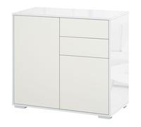 HOMCOM Aparador para Cocina con 2 Puertas 2 Cajones Marco de Blanco Brillante Estante Ajustable Apertura a Presión Armario de Almacenamiento para Dormitorio Salón 79x36x74 cm Blanco