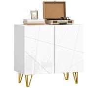 HOMCOM Aparador para Salón Aparador de Entrada con 2 Puertas y Estantes Ajustables Armario de Almacenamiento para Cocina Sala 80x40x75 cm Blanco Brillo