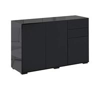 HOMCOM Aparador para Salón Aparador de Entrada con 3 Puertas 2 Cajones y Estante Ajustable Armario de Almacenamiento para Cocina Sala 117x36x74 cm Negro