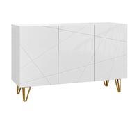 HOMCOM Aparador para Salón Aparador de Entrada con 3 Puertas y Estantes Ajustables Armario de Almacenamiento para Cocina Sala 120x40x75 cm Blanco Brillo
