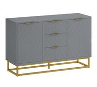 HOMCOM Aparador para Salón con 3 Cajones 2 Puertas y Estante Ajustable Mueble Auxiliar para Salón Antivuelco 120x40x76 cm Gris