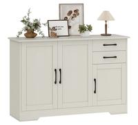 HOMCOM Aparador para Salón Moderno con 3 Puertas 2 Cajones Estante Ajustable para Comedor Entrada 120x38x79 cm Crema BLANCO