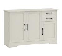 HOMCOM Aparador para Salón Moderno con 3 Puertas 2 Cajones Estante Ajustable para Comedor Entrada 120x38x79 cm Crema