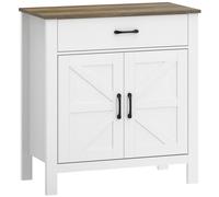 HOMCOM Aparador para salón, mueble de almacenamiento con 2 puertas tipo granero, cajón y estante regulable, 77x39,3x81,5cm, blanco y marrón Aosom España