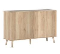 HOMCOM Aparador para salón, mueble de almacenamiento con 4 puertas acanaladas con apertura por presión, 120 x 35 x 77,5 cm, roble Aosom España