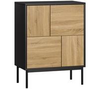 HOMCOM Aparador salón mueble de almacenaje armario de cocina puertas a presión y 4 compartimentos estilo moderno 60 x 35 x 78 cm, negro Aosom España