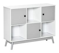 HOMCOM Aparador Salón, Mueble de almacenamiento de 9 cubos con 3 puertas y 3 compartimentos abiertos, patas de madera de pino, estilo moderno, aparador comedor, cocina y sala de estar, 96 x 30 x 75 cm