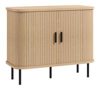 HOMCOM Aparador Vintage Mueble Buffet con 2 Puertas Correderas de Tambor 90x40x75 cm Roble y Negro