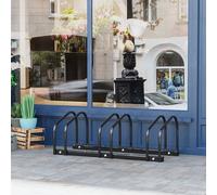 HOMCOM Aparcamiento para 3 Bicicletas Soporte de Acero 76x33x27 cm Negro Black