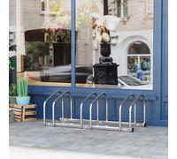 HOMCOM Aparcamiento para Bicicletas Soporte de Acero para Aparcar Bicicletas en el Suelo o Pared Estacionamiento para Interior y Exterior 76x33x27 cm Negro