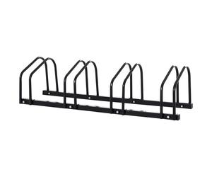 HOMCOM Aparcamiento para 4 Bicicletas Soporte de Acero para Aparcar Bicicletas en el Suelo o Pared 110x33x27 cm Negro Aosom España