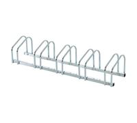 HOMCOM Aparcamiento para Bicicletas Soporte de Acero para Aparcar 5 Bicis en el Suelo o Pared Estacionamiento para Interior y Exterior 145x33x27 cm Plata