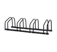 HOMCOM Aparcamiento para 4 Bicicletas Soporte de Acero para Aparcar Bicicletas en el Suelo o Pared 110x33x27 cm Negro Aosom España