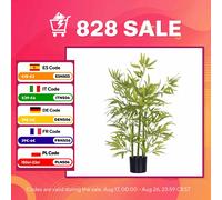 HOMCOM Árbol Artificial de Bambú 90 cm Planta Artificial Decorativa Grande Decoración para Hogar Oficina Balcón Dormitorio Verde Verde 15x15x90 cm