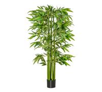 Homcom árbol de bambú artificial 160 cm planta artificial con 975 hojas y maceta planta artificial decorativa para interior hogar salón oficina verde