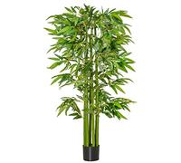 HOMCOM Árbol de Bambú Artificial con 975 Hojas Maceta Interior 160 cm Verde
