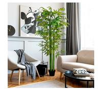 HOMCOM Bambú Artificial 180 cm Planta Sintética de Interior y Exterior para Decoración de Oficina Hogar Ø17x180 cm Verde Aosom España