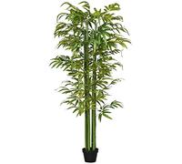 HOMCOM Árbol de Bambú Artificial en Maceta 180 cm Planta Artificial con 6 Botas Realistas Decoración para Interior Hogar Verde