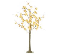 HOMCOM Árbol de Flor de Cerezo Altura 120 cm con 48 Luces LED IP44 en Blanco Cálido Ramas Flexibles y Base Lámpara de Árbol Decoración Navidad para Interiores 18x18x120 cm Caqui