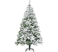 HOMCOM Árbol de Navidad Artificial 180 cm con Nieve Ignífugo con 750 Ramas Apertura Automática Base Plegable y Soporte Metálico Decoración Navideña para Interiores Verde