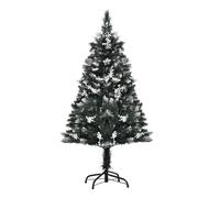 HOMCOM Árbol de Navidad 120 cm Árbol de Navidad Artificial con 222 Ramas 28 Decoraciones Soporte de Acero Base Plegable y Desmontable para Salón Verde